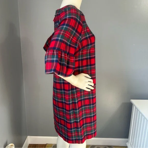 Vineyard Vines Jolly Plaid Greenwich Flutter Sleeve Shift Dress - Picture 8 of 13